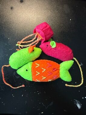 Handmade Catnip Cat Toys-Magenta, Orange, & Neon Green